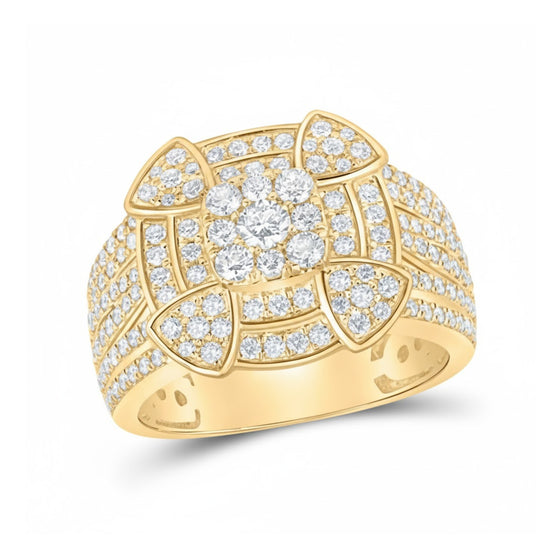 10k Yellow Gold Diamond Cluster Ring 1-5/8 Cttw