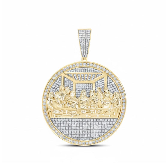 Dije para hombre de la Última Cena de oro de 10 quilates con 2 quilates de diamantes