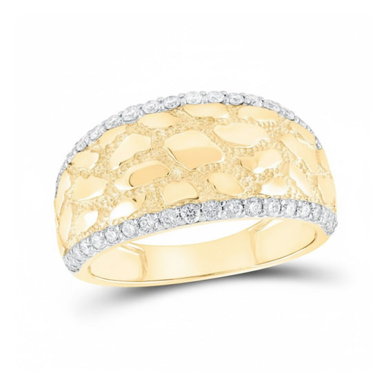 Anillo de oro amarillo de 10 k con banda de pepitas de diamantes de 3/4 quilates