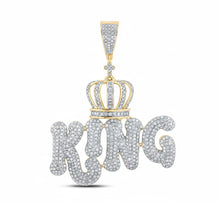 10k Gold Diamond King Crown "King" Pendant 2-3/8 Cttw Charm