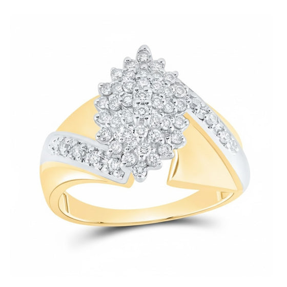 10k Yellow Gold Diamond Cluster Ring 1/2 Cttw