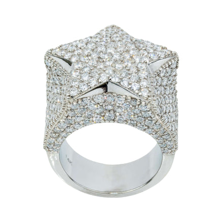 The 7.03 CTW Lab Diamond Star Ring in 14K white gold showcases a striking, elevated star fully set with lab-grown diamonds across the band and star for a bold, luxurious look.