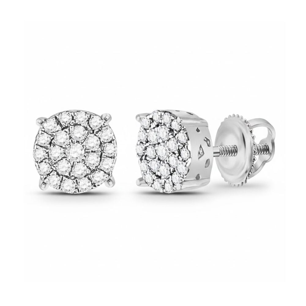 10k Gold Diamond Cluster Earrings 1/4 Cttw