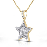 The 14K Gold Diamond Star Charm Pendant (3/4 CTTW) features a sparkling star design in yellow gold, accented with brilliant diamonds for an elegant and charming look.