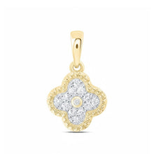  Colgante de trébol de diamantes de oro amarillo de 10 k de 1/5 quilates