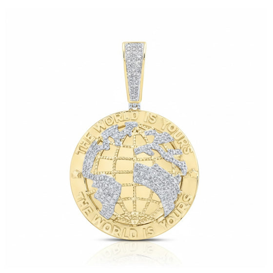 Charm de oro de 10 quilates con diamantes "El mundo es tuyo"