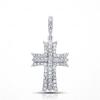 The 1/2 CT Diamond Cross Pendant features natural diamonds set in 10K white gold, offering a sparkling and elegant religious jewelry gift perfect for those seeking timeless style.