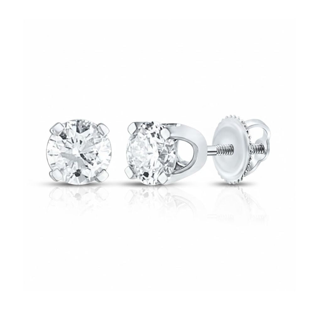 Add timeless elegance to any outfit with these 1/2CTW Unisex Diamond Solitaire Stud Earrings set in 14k yellow gold.