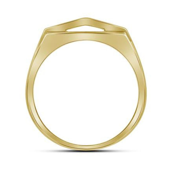 10k Yellow Gold Diamond Arched Square Cluster Ring 1/3 Cttw