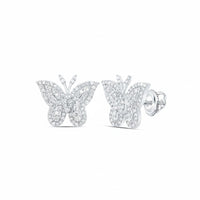 A pair of 1/2CTW natural diamond butterfly earrings set in 10K gold, displayed on a white background.