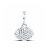 This 1/10 CTW Diamond Oval Pendant in 10K Gold showcases a cluster of sparkling diamonds on the front, set in an elegant oval design with a simple bail—a timeless natural diamond jewelry piece.