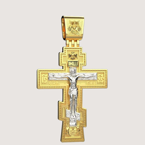 14k Gold Orthodox Cross PendantExplore the 14K Gold Orthodox Cross Pendant. A timeless men’s gold pendant featuring the intricate design of the Orthodox cross in polished 14K gold.