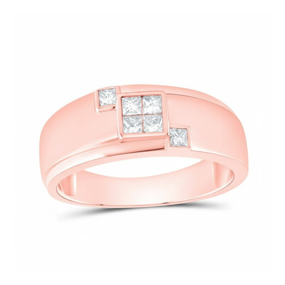 10k Gold Princess Diamond Band Ring 3/8 Cttw