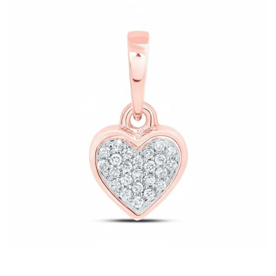 Colgante de corazón de oro amarillo, blanco y rosa de 10 k (1/20 CTW)