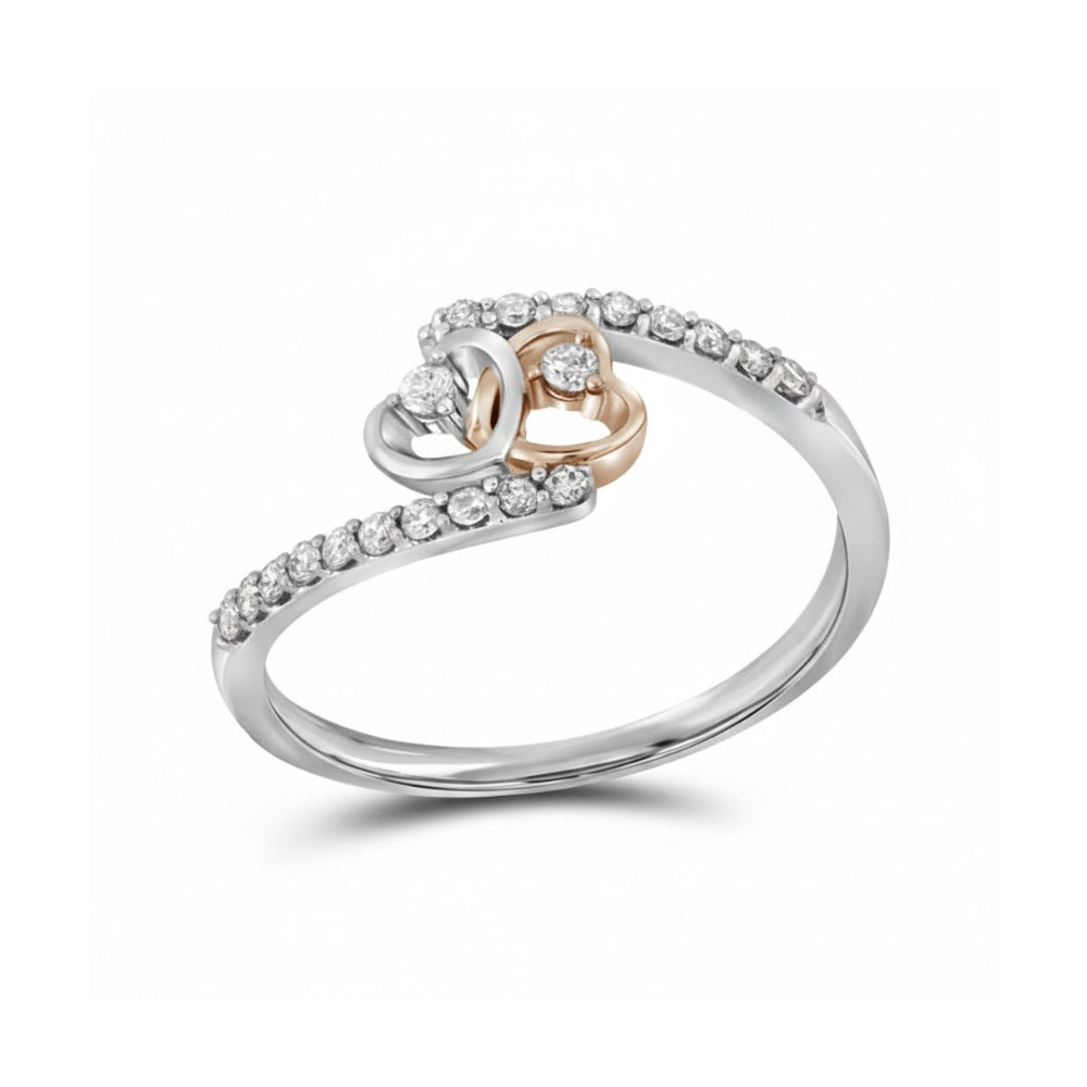 1/5 CT Diamond Interlocking Heart Ring – 10k Two-Tone Gold