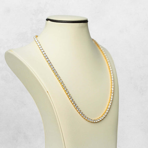 Moissanite Tennis Chain - 4MM Bold and brilliant 4MM moissanite tennis chain in 14k gold (yellow, white, rose). Available in 16-22 inches. Ready to ship – experience the luxury!