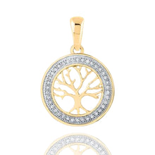  Colgante de árbol de la vida con diamantes en oro de 10 quilates (1/10 CTW)