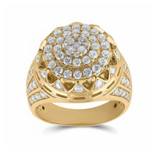  10k Yellow Gold Diamond Circle Cluster Ring 1-1/2 Cttw