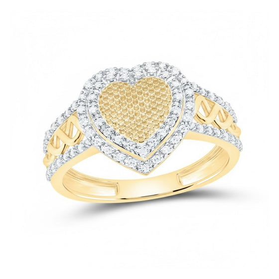 Anillo de regalo con forma de corazón de diamantes de 1/5 quilates en oro amarillo de 10 k