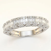 The 1 CTW Diamond Men's Band in 10K Gold features round and baguette-cut diamonds in a detailed prong setting, displayed against a light background—perfect for pairing with a 1 carat diamond ring.