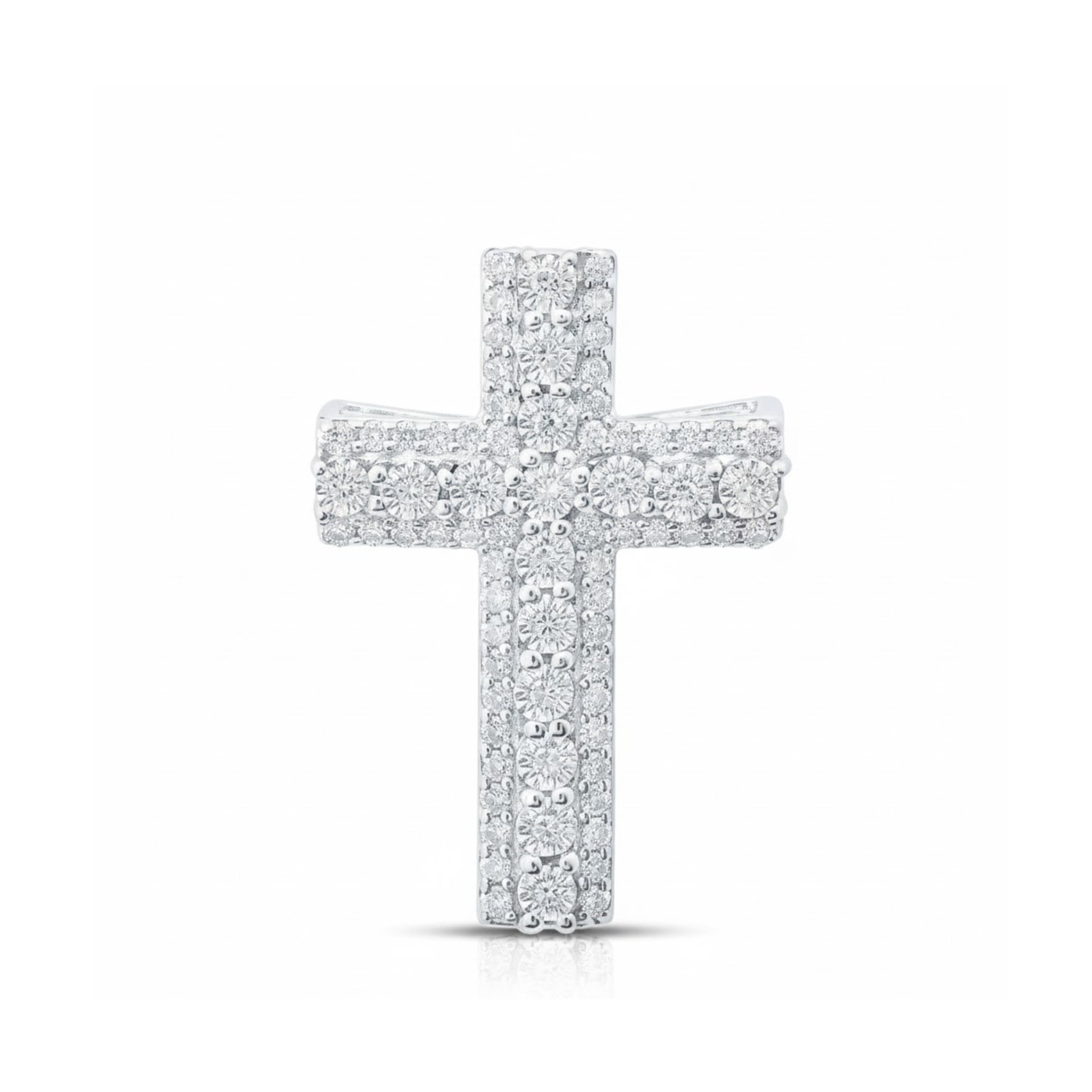 1/4 CTW Diamond Cross Pendant Sterling Silver