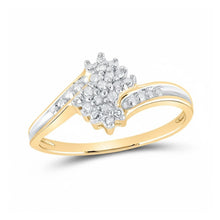  10k Two-Tone Gold Diamond Cluster Ring 1/10 Cttw
