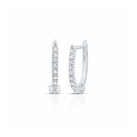 The 10k Gold Round Diamond Hoop Earrings 1/12 Cttw are shown, each with a single row of small round diamonds along the front, set against a plain white background.