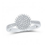 The 10k Gold Round Diamond Circle Ring 1/4 Cttw features a central cluster of round diamonds and additional diamonds on the split shank band, shown against a white background.