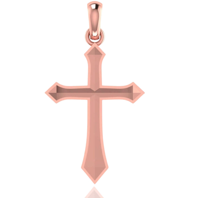 The 14k Gold Classic Cross Pendant features pointed tips and a smooth, polished finish, displayed against a white background.