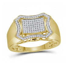  10k Yellow Gold Diamond Curved Octagon Ring 1/3 Cttw