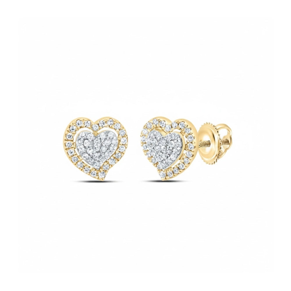 1/5CTW Diamond Gift Heart Earrings 10K Gold