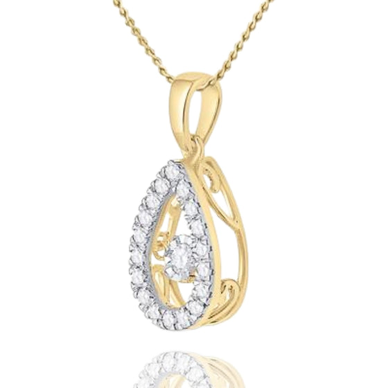 Colgante de lágrima con diamantes en oro de 10 quilates de 1/3 CTW
