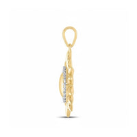 Side view of the 10k Yellow Gold Diamond Gift Pendant 1/10 Cttw, featuring a top loop and a row of natural diamonds along the edge, displayed against a white background.