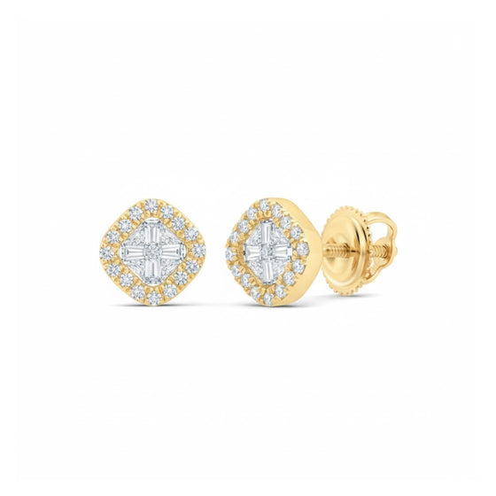 1/6CTW Clover Diamond Earrings in 10k Gold