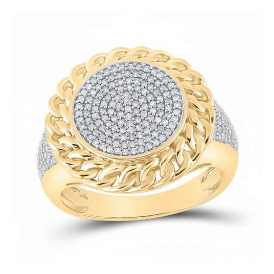 10K Yellow Gold Diamond Cuban Link Ring 1/2CT