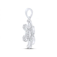 The 14K White Gold Diamond Flower Pendant 1/2 CTW features a flower-shaped design accented with multiple sparkling diamonds, displayed against a white background.