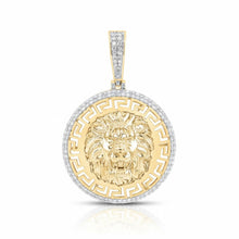  Dije de oro de 10 quilates con cara de león y diamantes para hombre