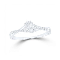The 14k Gold Oval Diamond Solitaire Engagement Ring 3/8 Cttw features a central oval diamond and a twisted band with small round diamonds, shown on a white background.