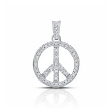  Colgante con el símbolo de la paz de diamantes de oro blanco de 10 quilates de 1/4 CT