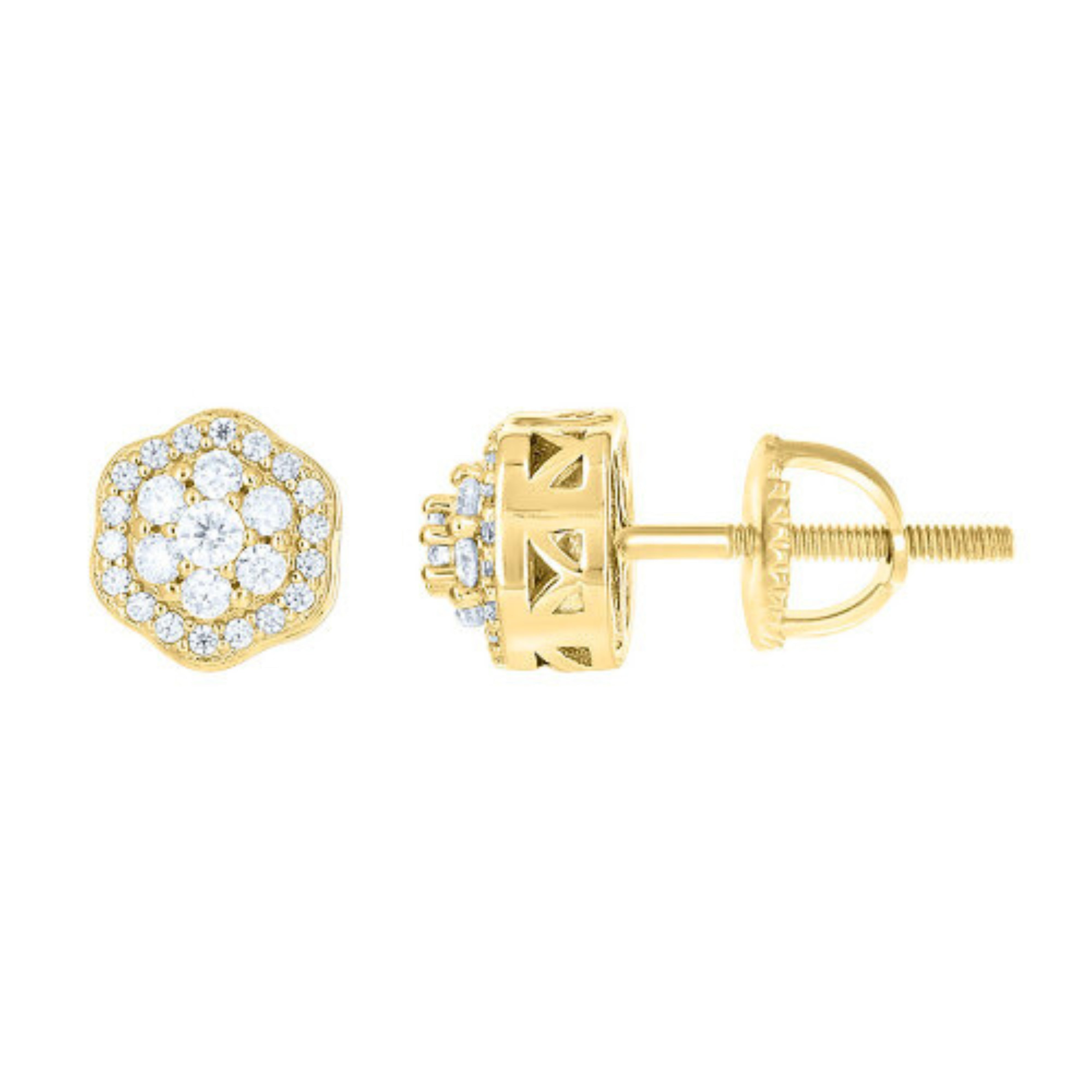Yellow-Tone Moissanite Flower Stud Earrings