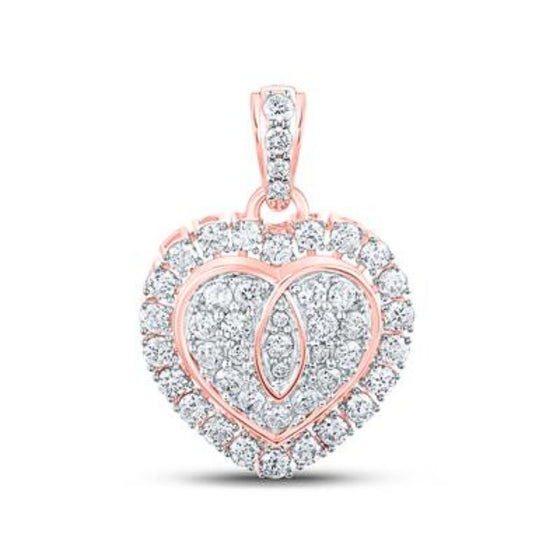 Colgante de oro de 10 quilates con forma de corazón y diamantes para mamá (1/8 quilates)