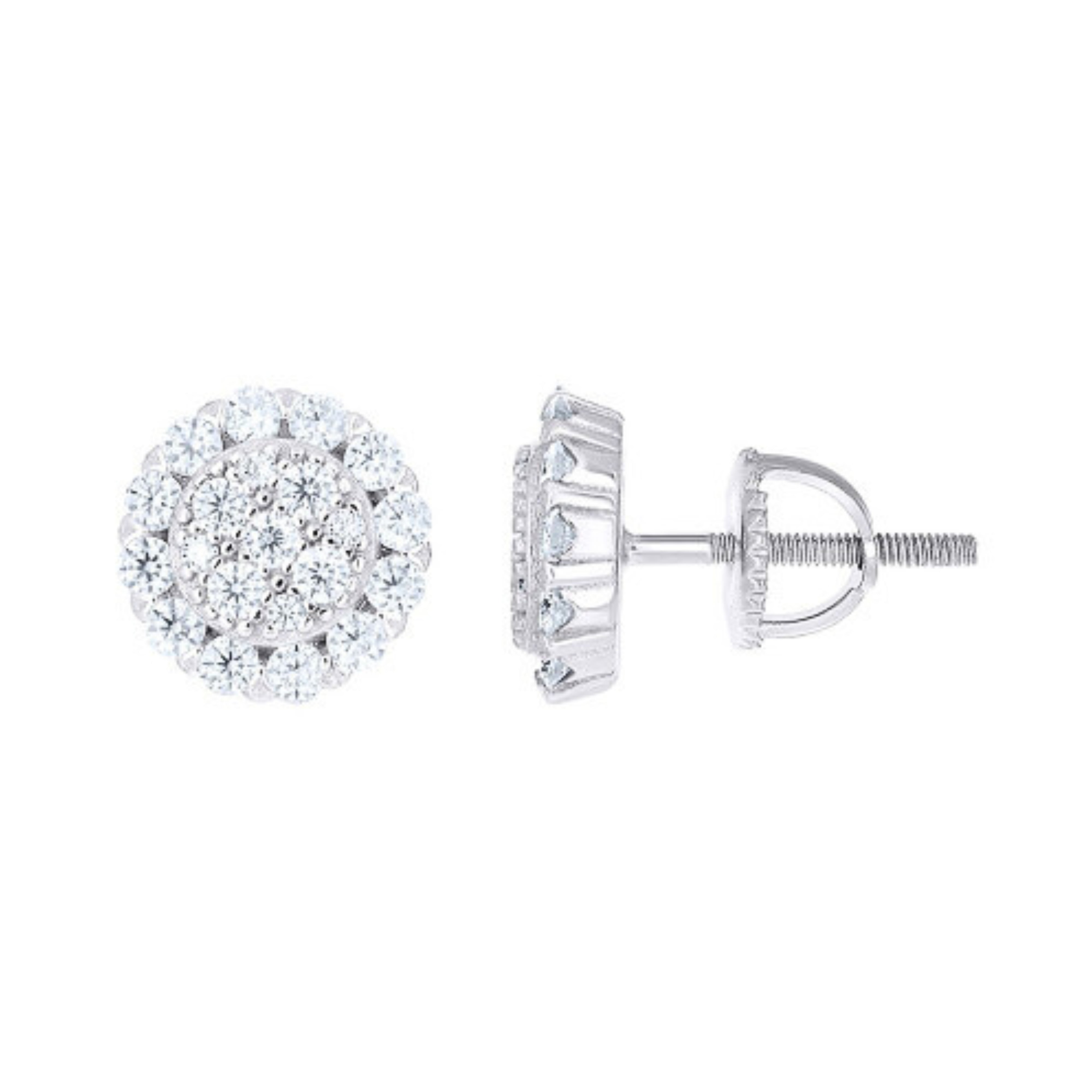 925 Sterling Silver Womens Round Moissanite Round Fashion Stud Earrings