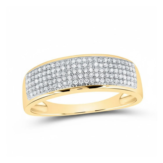 Anillo de bodas de oro de 10 k con diamantes redondos de 3/8 quilates