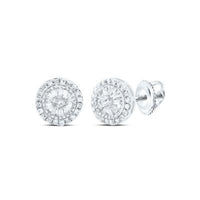 10k Gold Round Baguette Diamond Earrings 1/5 CTW close-up detail - GOLDZENN