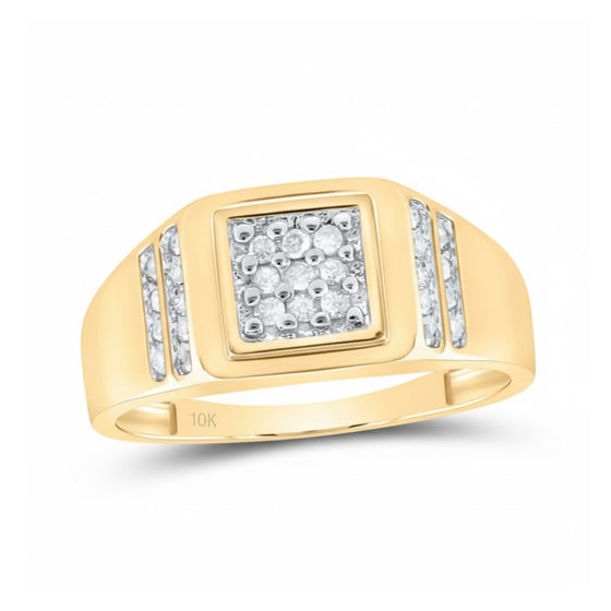 14k Gold Diamond Square Cluster Ring 1/4 Cttw