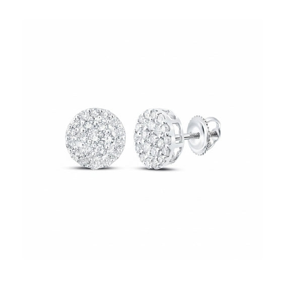 10k Gold Round Diamond Cluster Earrings 1/4 Cttw