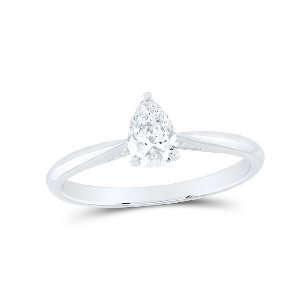 1/2CT Pear Diamond Solitaire Ring in 14k Gold