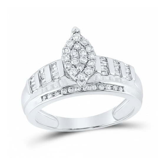 10k Gold Oval Diamond Cluster Bridal Ring 1/2 Cttw