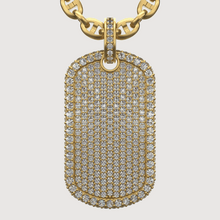  Luxurious 2.87 CTW diamond dog tag pendant in 14K gold, showcasing intricate detailing and dazzling shine.