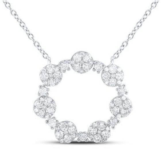 1CTW Diamond Fashion Round Shape Ladies Necklace - 18"-  10K Gold